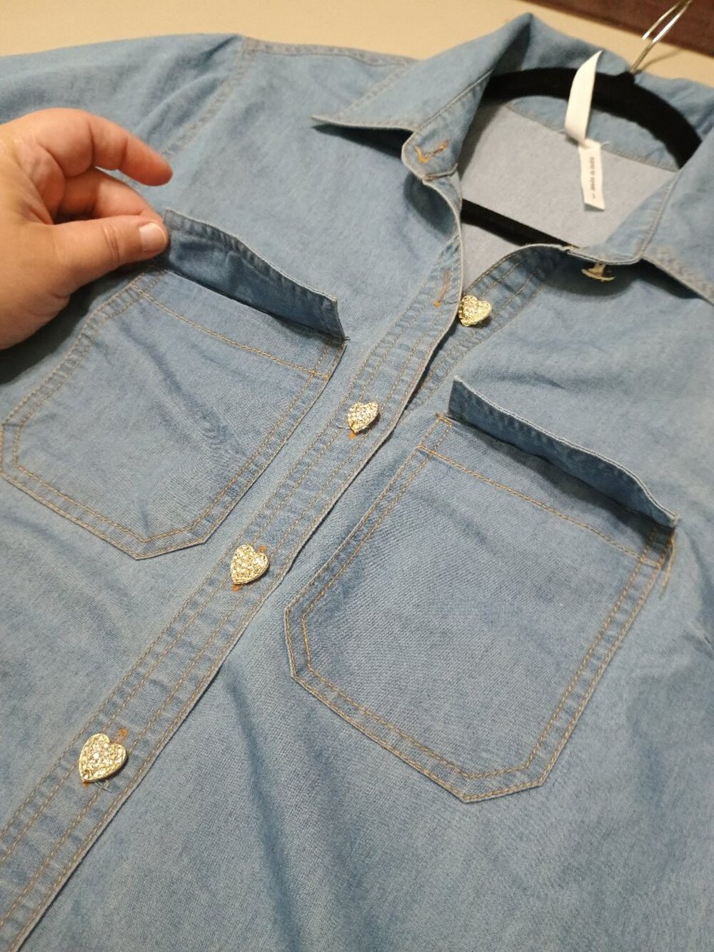 Truly 4 You Chambray Button Down Dress Sz. Large - Picture 13 of 16